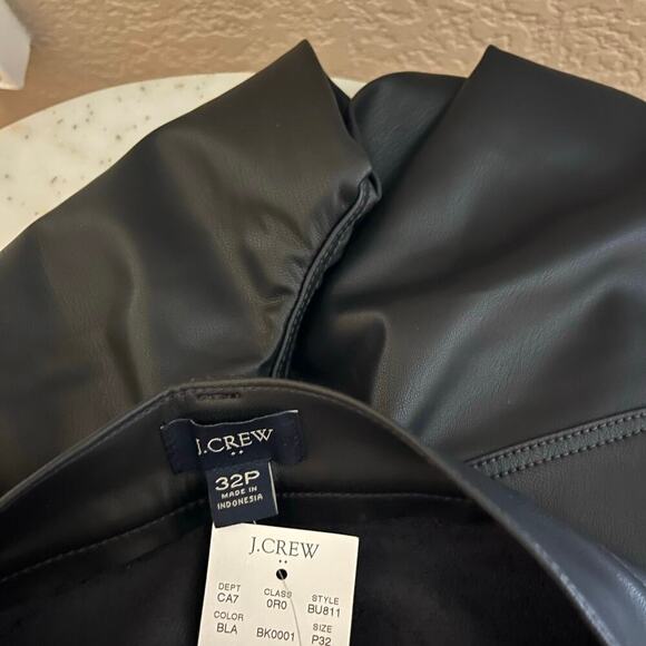 New J. Crew Wide Leg Vegan Leather Pant 32 Peitite High Waist NWT 2024 - Picture 6 of 8